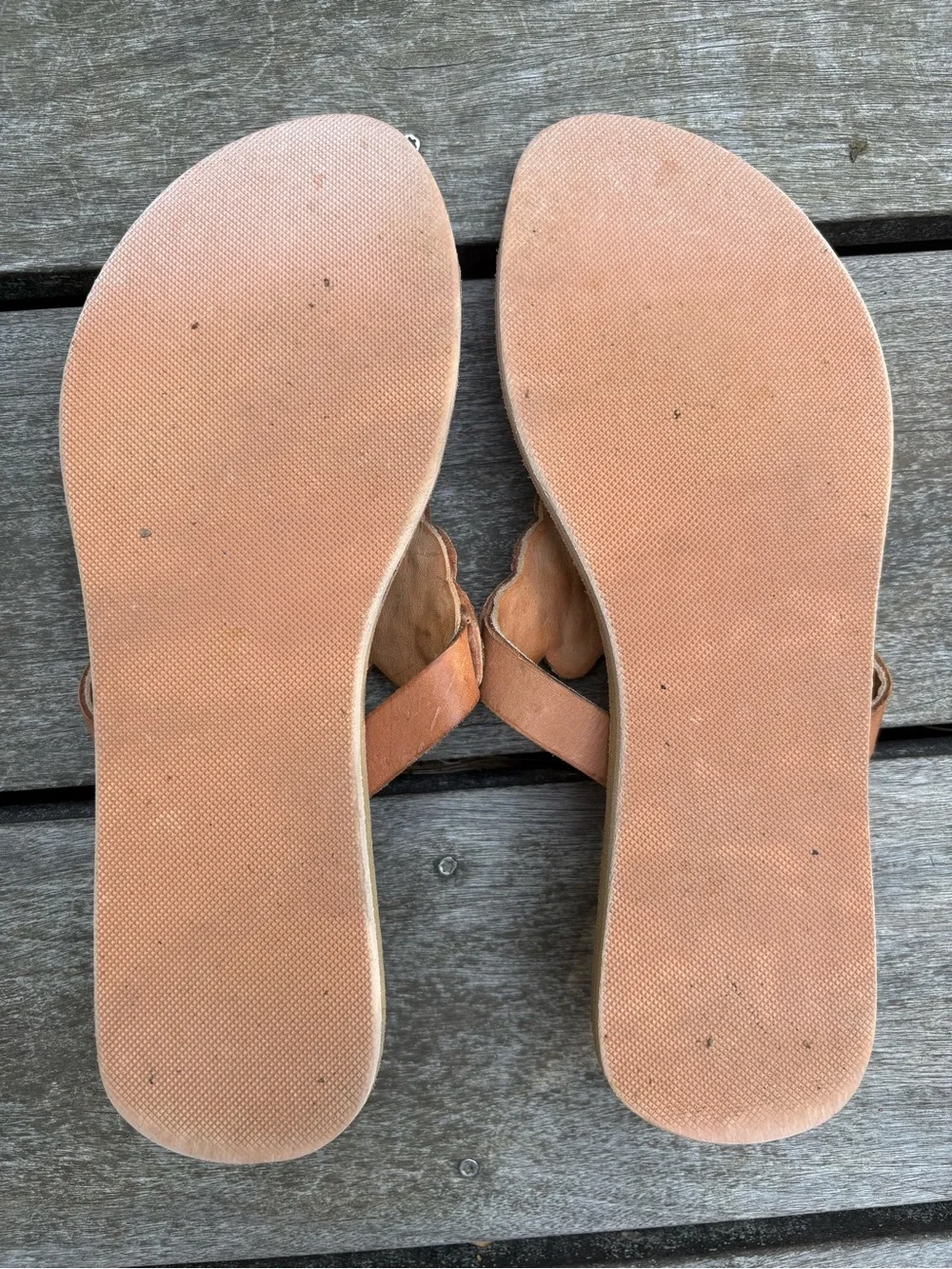 Women's Laidback London Tan Beaded Thong Sandals- size 40